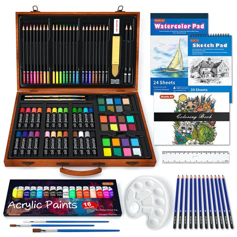 Buy Shuttle Art 118 Piece Deluxe Art Set, Art Supplies in Wooden Case ...