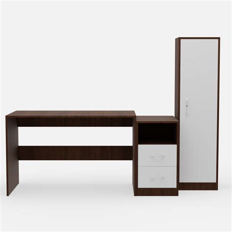 Apricus Wooden Study Table with Bookshelf - Brazilian Walnut and Frosty ...