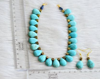 Antique turquoise blue beaded hand made necklace set dj-44442 – dreamjwell