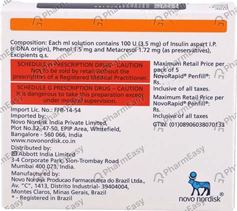 Buy Novorapid Penfill 100 IU/ML Solution For Injection (3) Online at ...