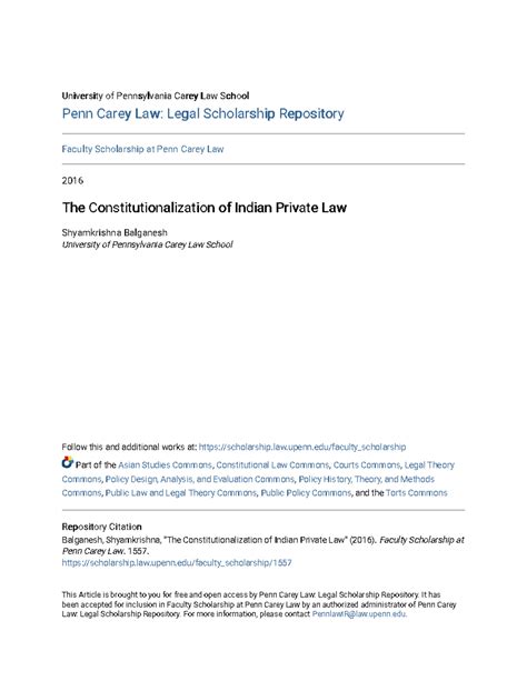 The Constitutionalization of Indian Private Law: Insights from Penn ...