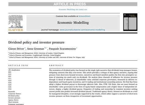 El artículo recién publicado "Política de dividendos y presión de los ...