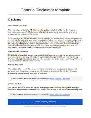 Fillable Online Generic Disclaimer template Fax Email Print - pdfFiller