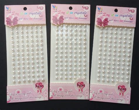 Treasure Mart White Pearl 7 mm Diameter Crystal Bead Sticker Sheet (Set ...