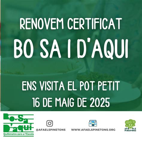 Renovem certificat BO SA I D’AQUI 2025 – AFA Els Pinetons