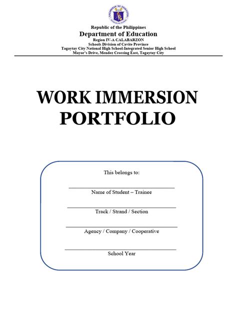 Image result for Work Immersion Example