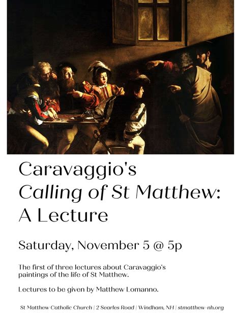 Caravaggio Lecture Series: The Calling of Saint Matthew — St Matthew ...