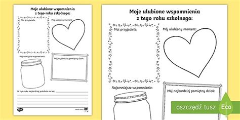 Moje Ulubione Wspomnienia z Roku Szkolnego - Karta Pracy