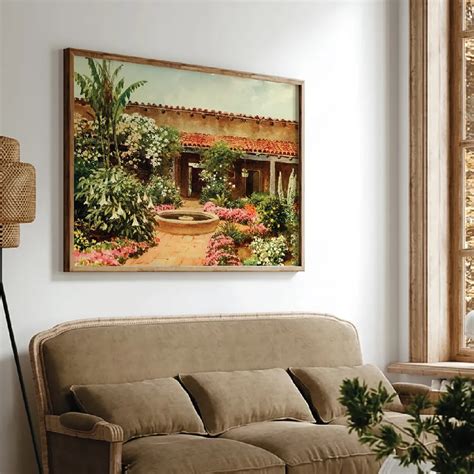 Buy Framed Wall Art Painting Titled: The Pation-old Spanish residence ...