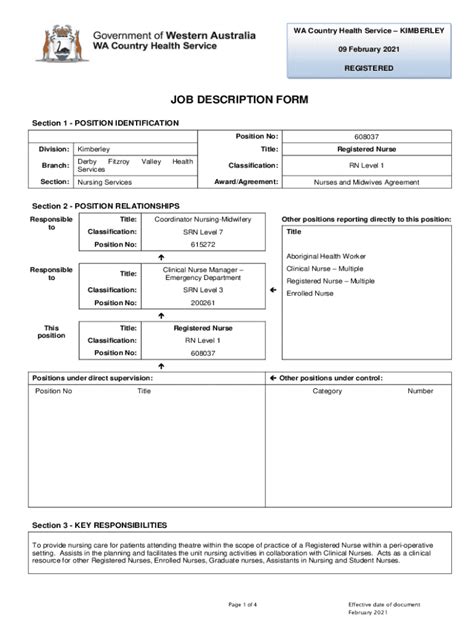 Fillable Online Registered Nurse Job Description - Wa Country Health ...