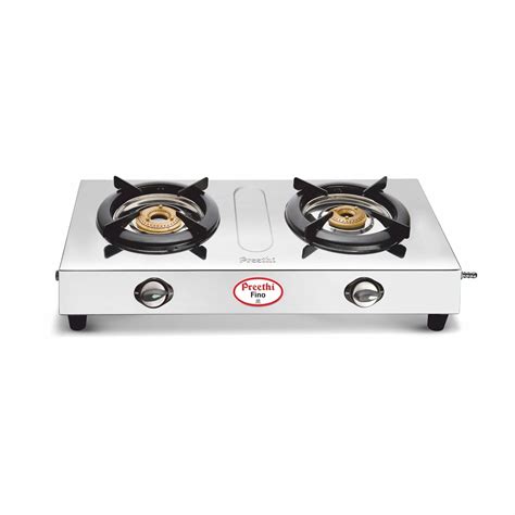 Preethi Fino Stainless Steel Manual 2-Burner Gas Stove | Jointless Body ...