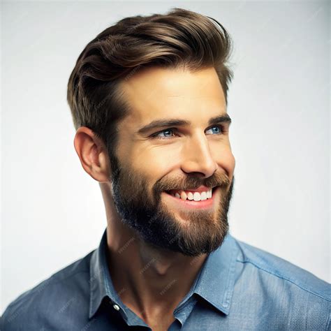 Premium Photo | Portrait of a handsome beard man smiling Isolated on ...