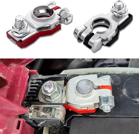 2PCS Battery Terminal Connector, Positive & Negative Auto Battery Cable Terminal Top Post With ...