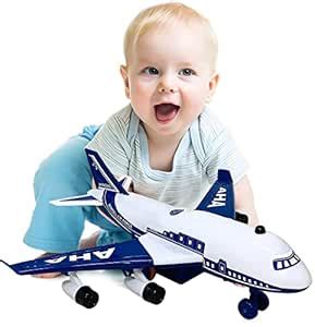 Kids Push & Go Jumbo Size Air Plane Toys for Boys & Girls with Foldable ...
