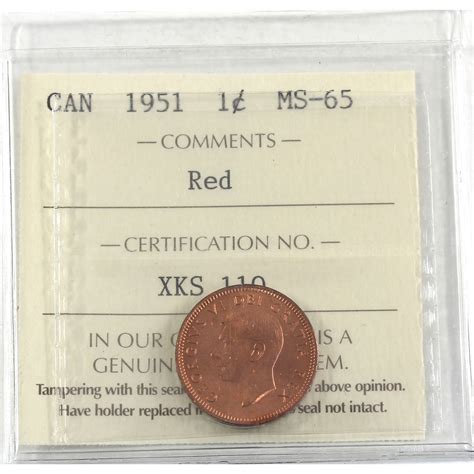 1-cent 1951 ICCS Certified MS-65