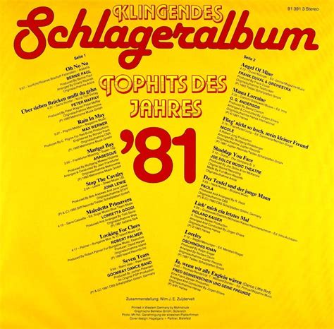 Klingendes Schlageralbum. Tophits des Jahres 1981 – Bertelsmann Vinyl ...