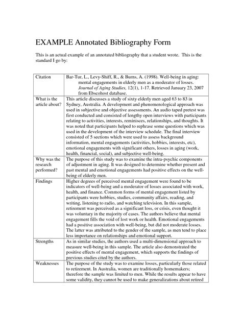 Annotated Bibliography Example MLA Citation | EXAMPLE Annotated ...