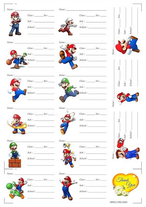 SRISH MRIO (150) 2304 Student Book Sticker Name Slip for School Books ...