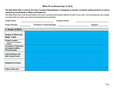 Image result for Work Plan Template