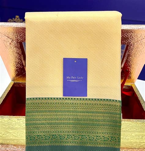 Brocade Semi-Silk Saree Cream X Green Colour - [Code 889] – My Fair Lady