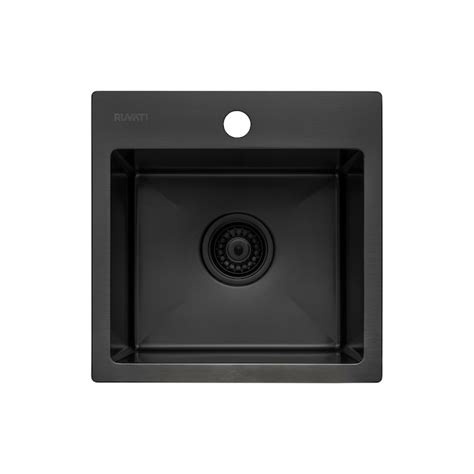 Ruvati 15-in L x 15-in W Gunmetal Black Stainless Steel 1-Hole Drop-In ...