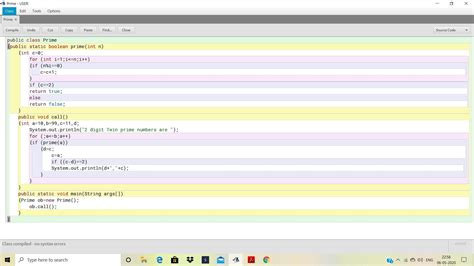 Write a class with the following method: 1. boolean prime(int n) which ...