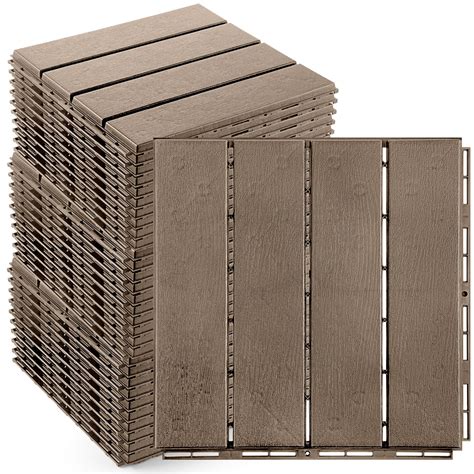 Buy Treela Plastic Interlocking Deck Tiles 12 x 12 Inch Patio Deck ...