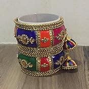 Buy Swara Creations Metal Multicolor Bangle/Kadas Set with Stones Work ...