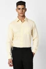 Buy Men Yellow Slim Fit Textured Full Sleeves Formal Shirt Online ...