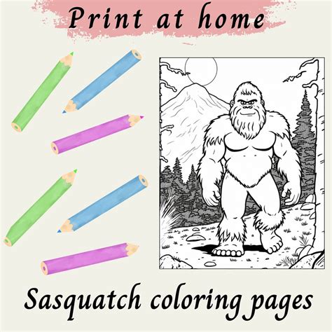 Bigfoot Coloring Pages for Kids | Digital Download | Coloring Sheets | Activity for Kids | Print ...