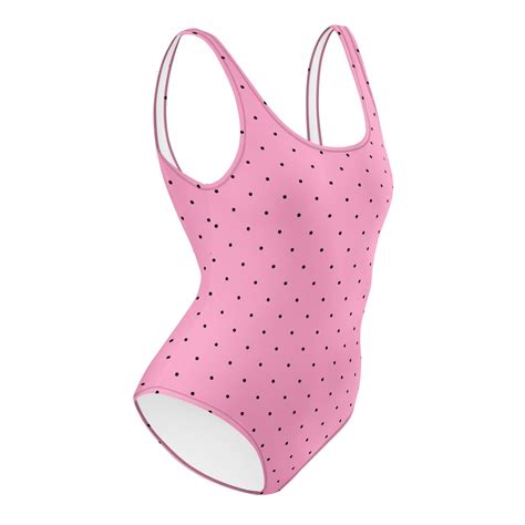 ONE-PIECE Pink and Black Polka-dot Bathing Suit for Women and Teens ...