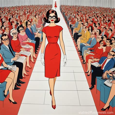 Fashion Show Poster in 1960s Cartoon Style | Stable Diffusion Online