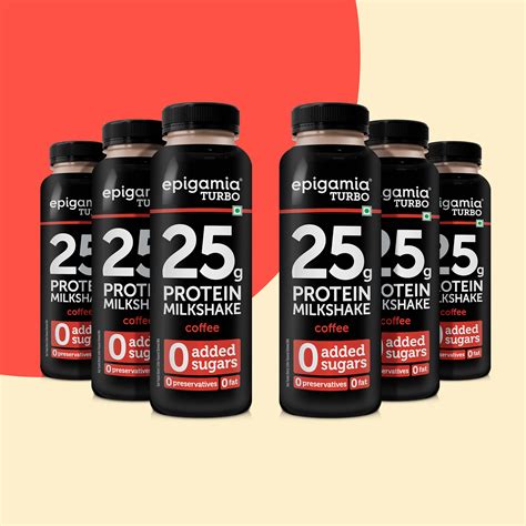 turbo 25g protein milkshake, coffee - pack of 6 - Epigamia