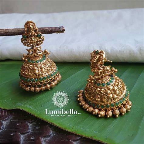 Emerald Bridal Jhumkas, Temple Jewellery Online, Antique Jhumka, Jhumka ...