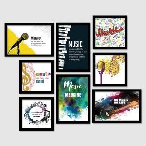 Music Theme Framed Combo Posters | Home Decor Wall Art | Restaurant ...
