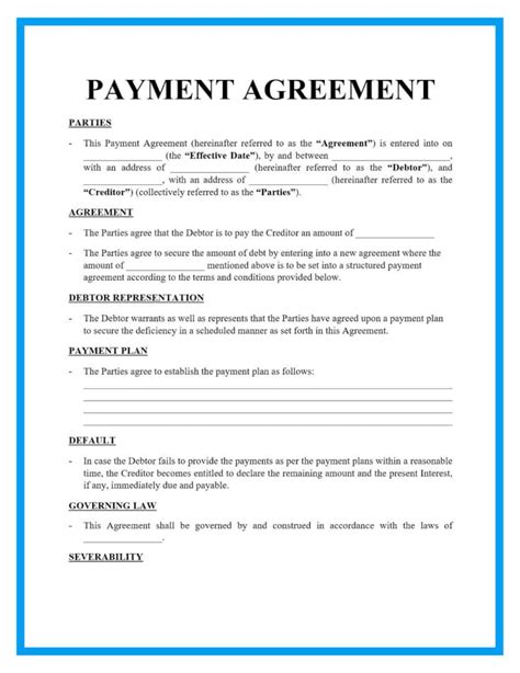 Payment Agreement Template - Etsy