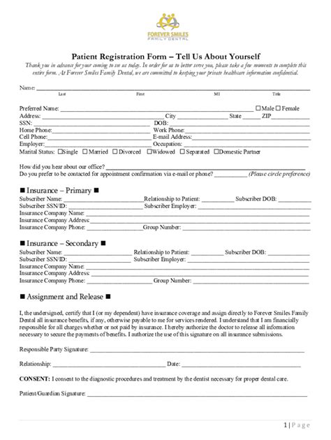 Patient Registration Form - Blank Fillable Template | Fill Out, Print ...