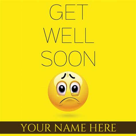 Get Well Soon Wishes Cute Emoji Greeting Card With Name