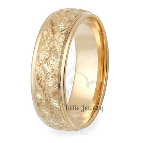 Hand Engraved Mens Wedding Band, Hand Engraved Mens Wedding Ring, 7mm ...
