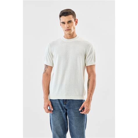 Buy Snitch Off White Solid Half Sleeves Regular Casual T-Shirt for Men ...