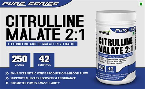 NutriJa Citrulline Malate- 250 Grams (Blueberry Lemonade), Powder ...