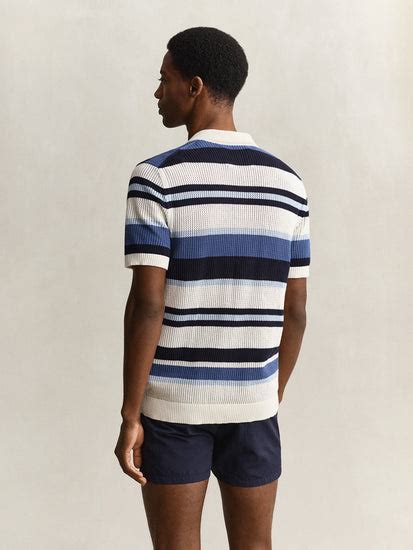 Shop Gant Men Multicolour Striped Regular Fit Pure Cotton Polo T-Shirt ...