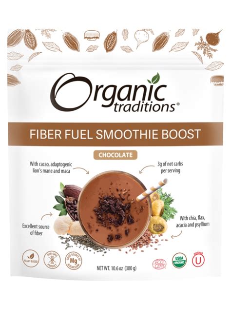 Organic Traditions Fiber Fuel Smoothie Boost Chocolate -- 10.6 oz ...