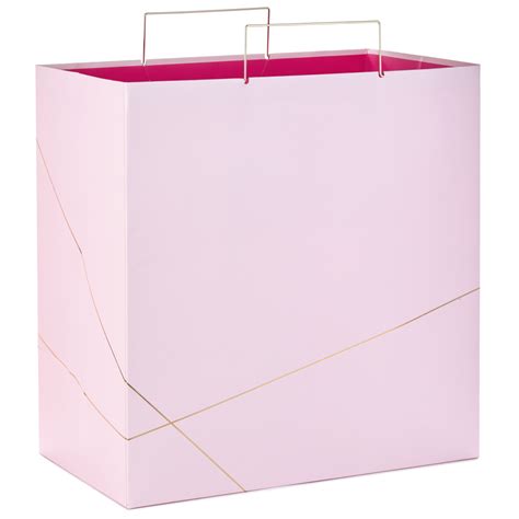 Light Pink With Gold Extra-Deep Square Gift Bag, 15" - Gift Bags | Hallmark