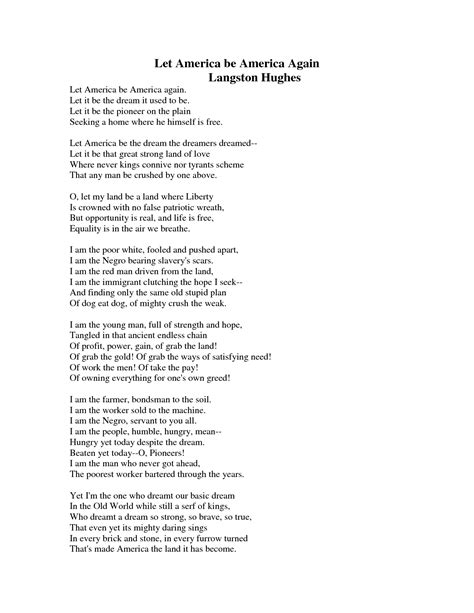 Let America Be America Again by Langston Hughes