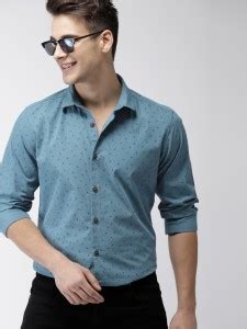 Mast & Harbour Men Printed Casual Blue Shirt - Buy Mast & Harbour Men ...
