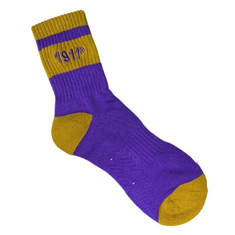 Omega Psi Phi Fraternity quarter Socks - Old Gold & Purple Color Block ...
