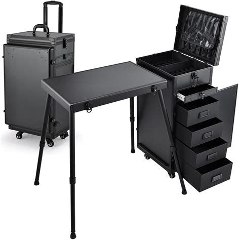 Amazon.com : Joligrace Rolling Manicure Table 5 Drawers Makeup Case ...