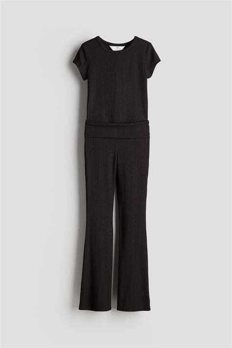 2-piece shimmering jersey set - Black - Kids | H&M IN