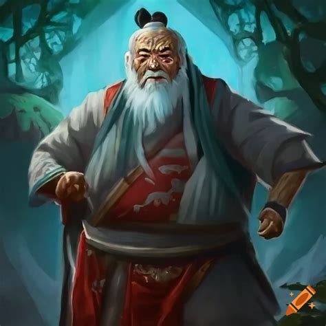 Illustration of a wise old man in ancient Chinese attire on Craiyon